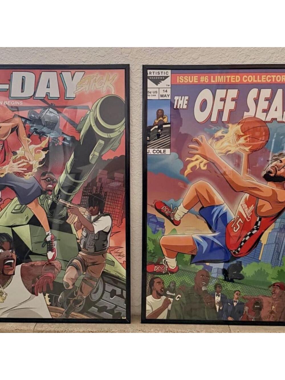 J. Cole Dreamville Comic Style Framed Posters 18x24 inch